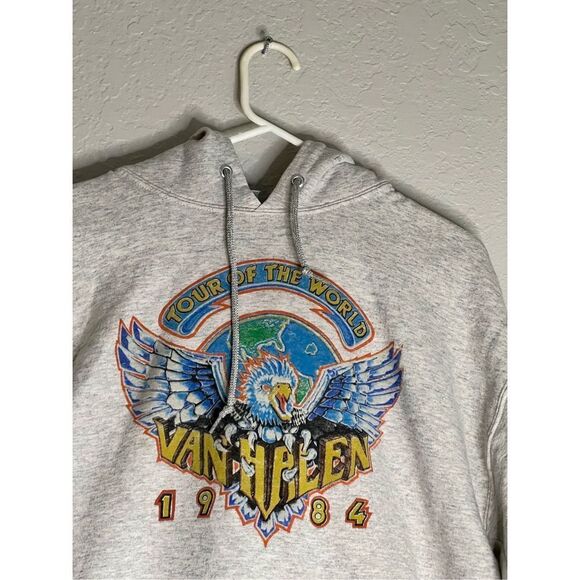 1984 Van Halen Tour of the World Band Concert Hoodie Sweatshirt-Large - Picture 3 of 5